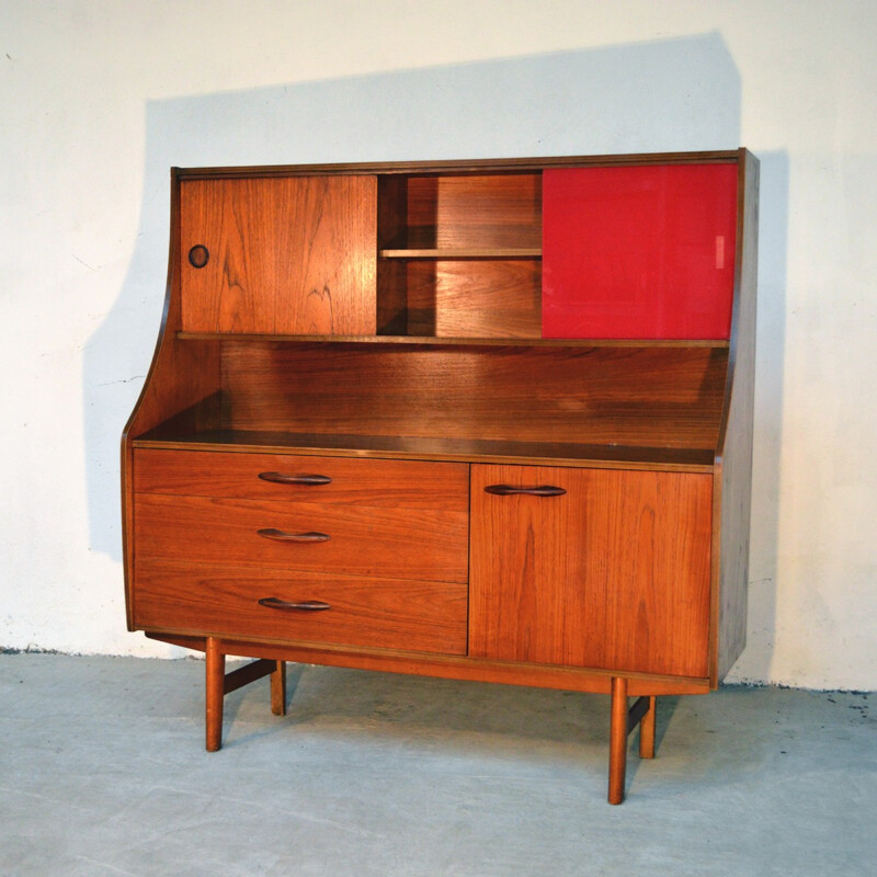 Scandinavian Highboard with glass panels - 1960s