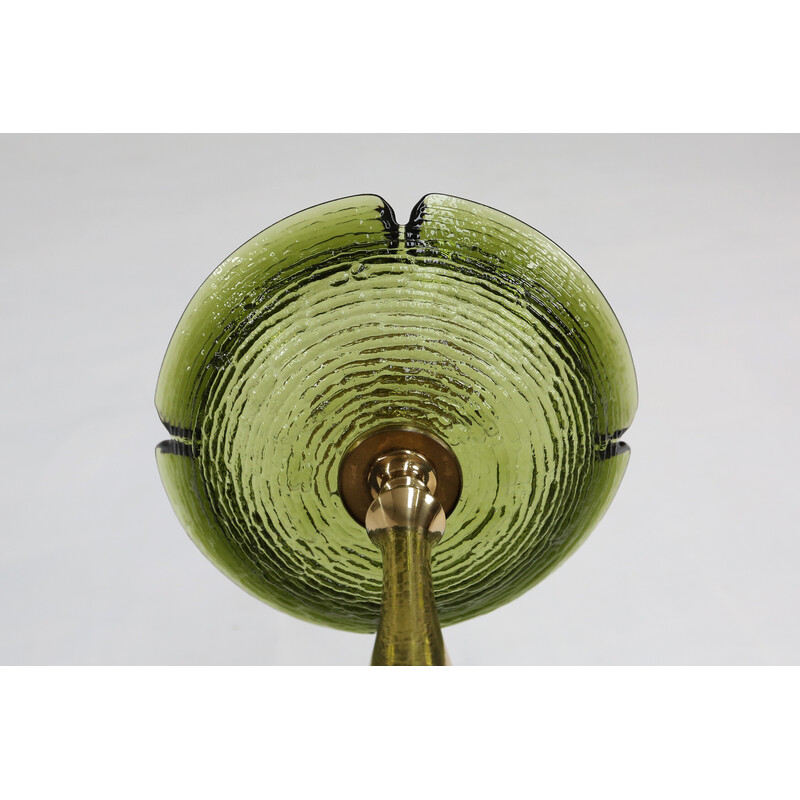 Mid-century metal and green glass ashtray, 1970s