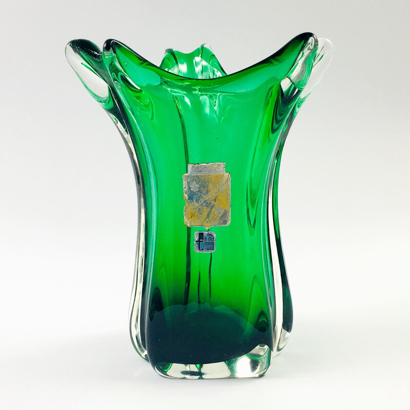 Mid-century Chambord Murano glass vase by Fratelli Toso, Italy 1940s-1950s