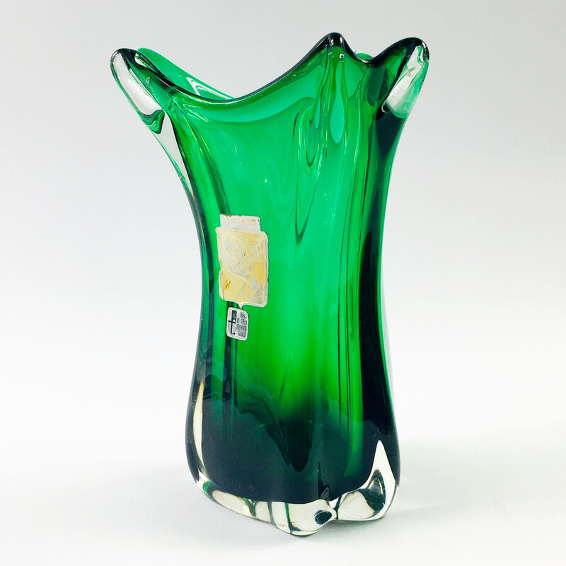 Vase vintage Chambord en verre de Murano par Fratelli Toso, Italie 1940-1950
