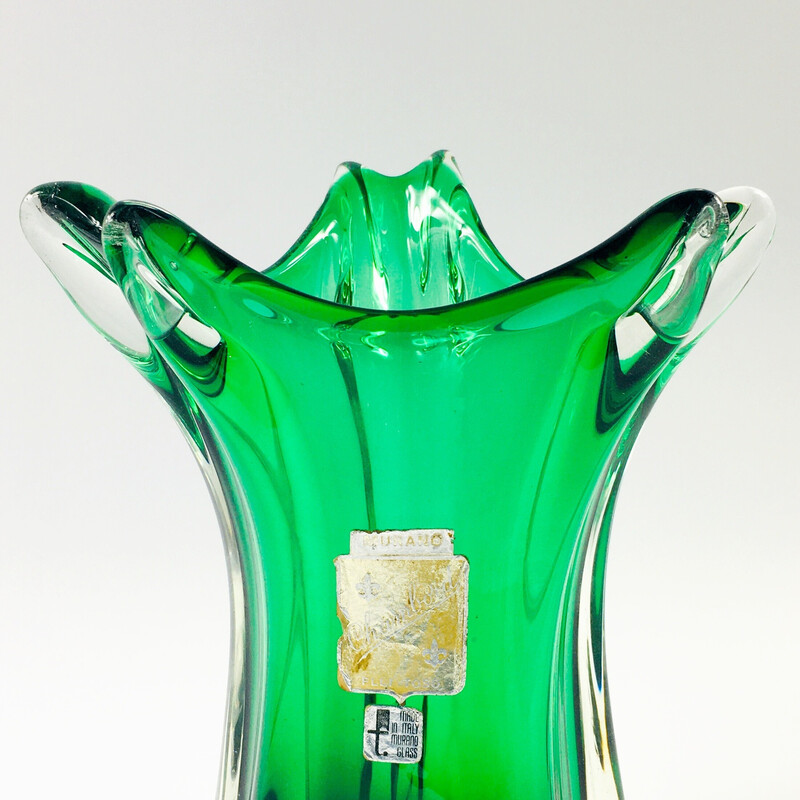 Vase vintage Chambord en verre de Murano par Fratelli Toso, Italie 1940-1950
