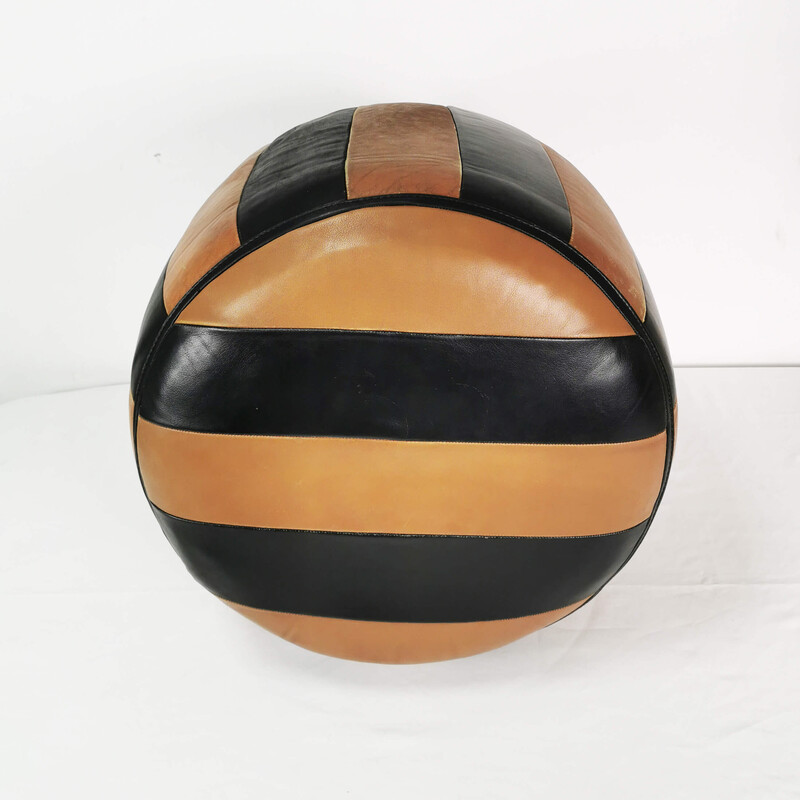 Vintage leather pouf, Germany 1960s