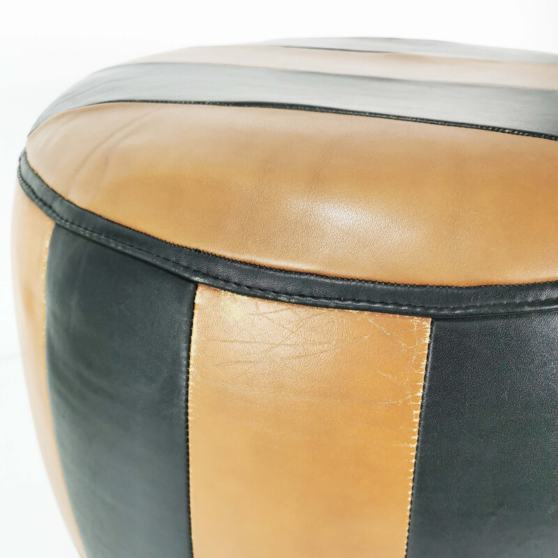 Vintage leather pouf, Germany 1960s