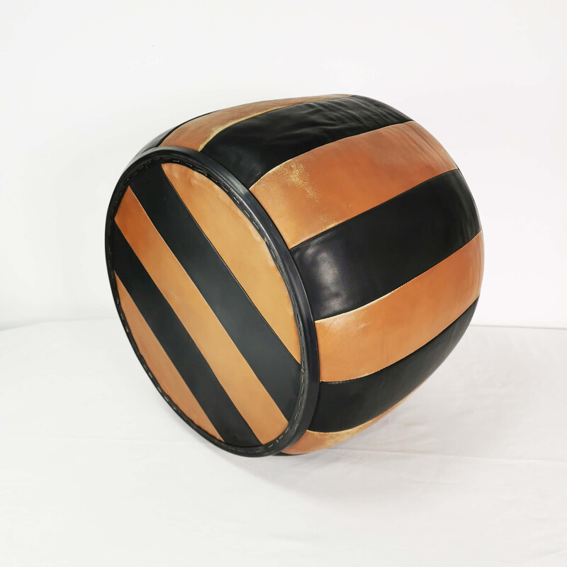 Vintage leather pouf, Germany 1960s