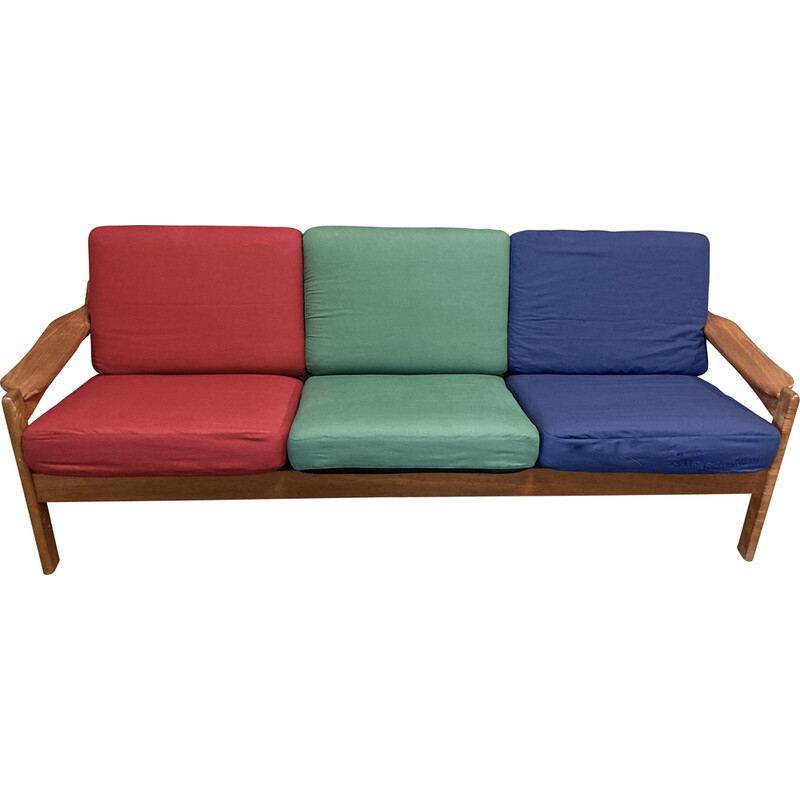 Scandinavian vintage 3 seater sofa in colors, 1950