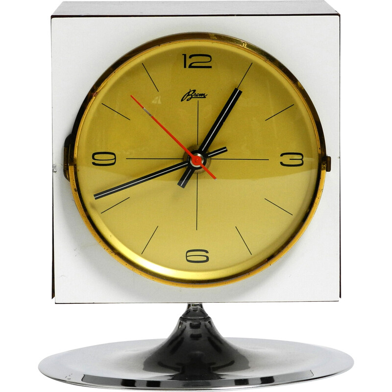 Vintage Italian Space Age table clock with radio by Brom, 1960s