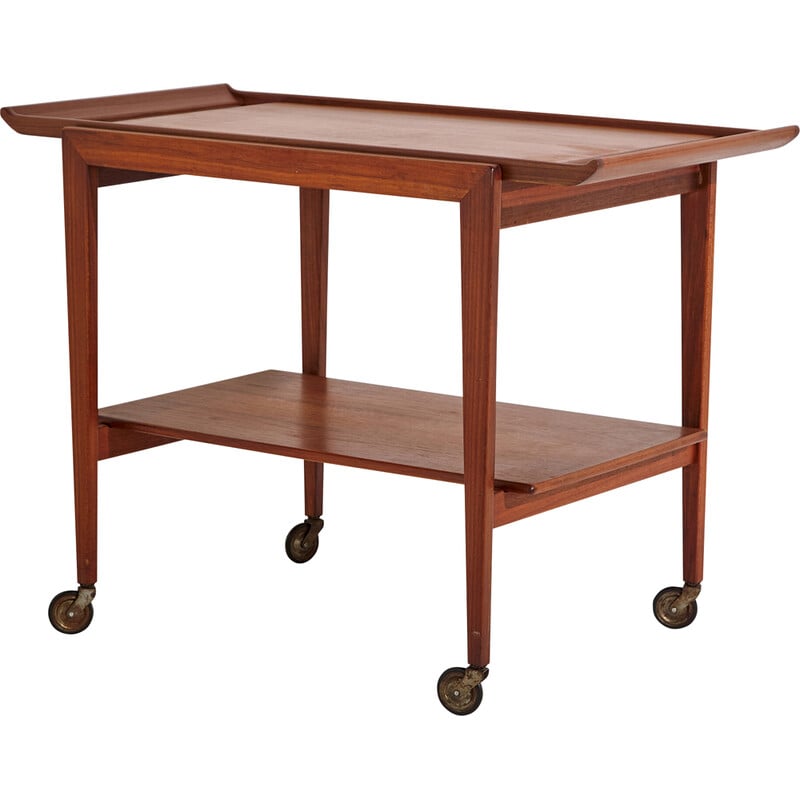 Vintage teak trolley by Peter Hvidt and Orla Mølgaard Nielsen for Søborg Møbler, 1950s