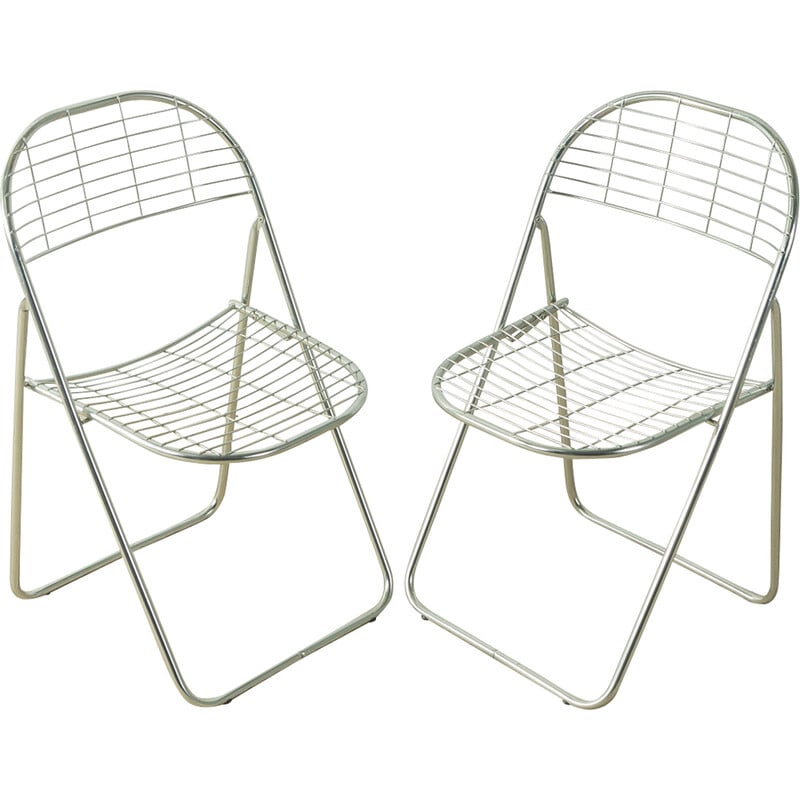 Pair of vintage Åland folding chairs by Niels Gammelgaard for Ikea, 1970s