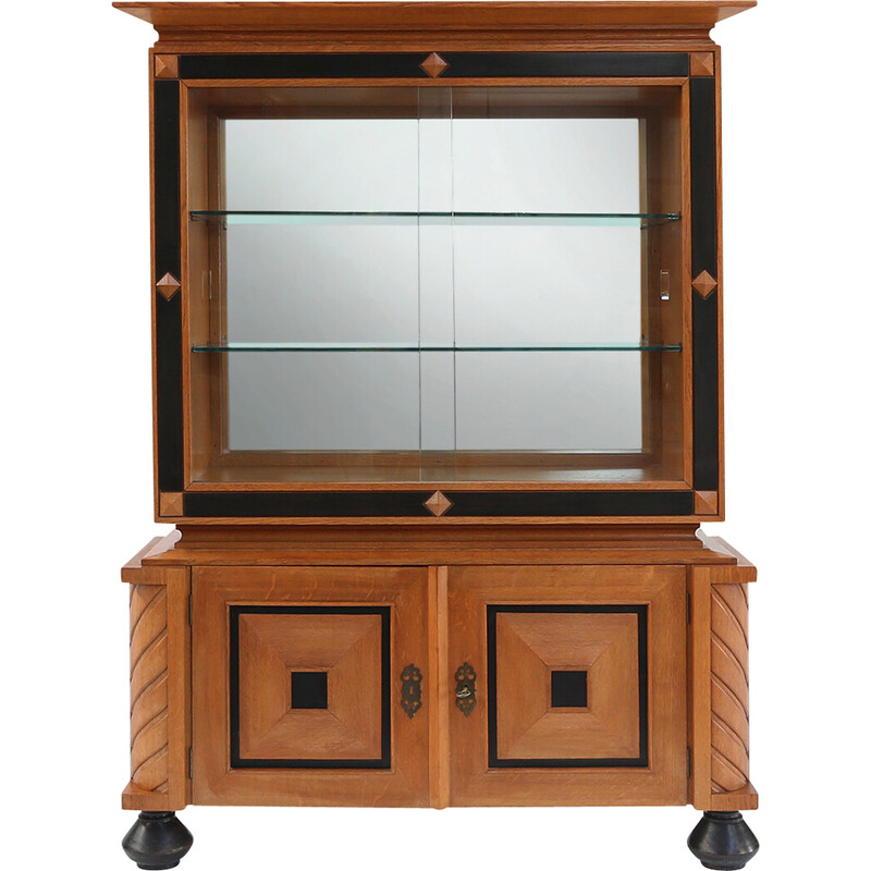 Belgian vintage Art Deco bar cabinet in solid oakwood