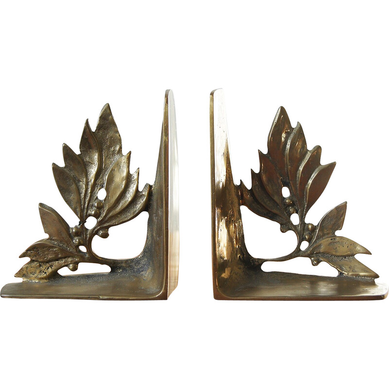 Pair of mid-century brass bookends, 1950-1960s