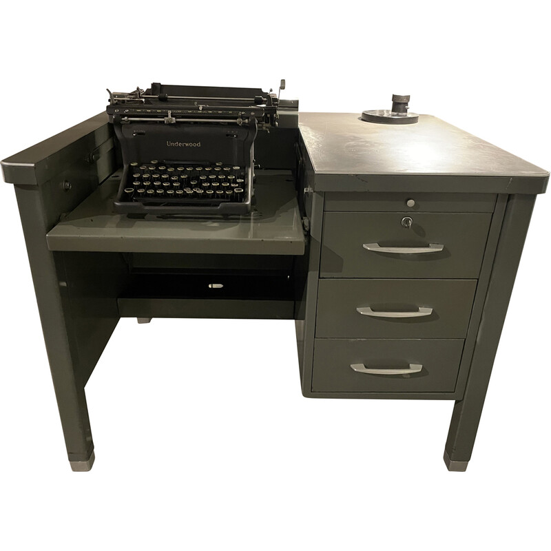 Bureau vintage avec machine à écrire intégrée, USA 1940