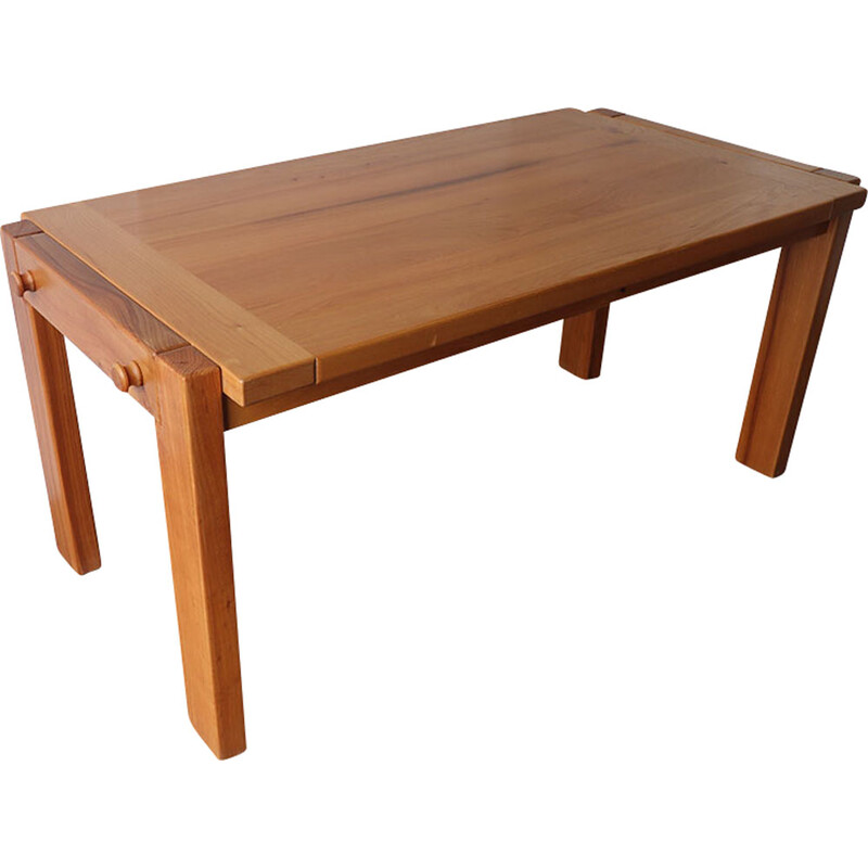 Vintage elmwood table by Maison Regain, 1970