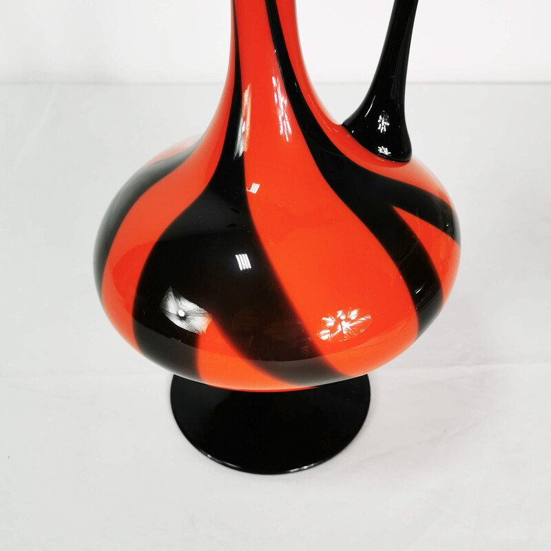 Vintage thick stained glass vase, Italy 1970s