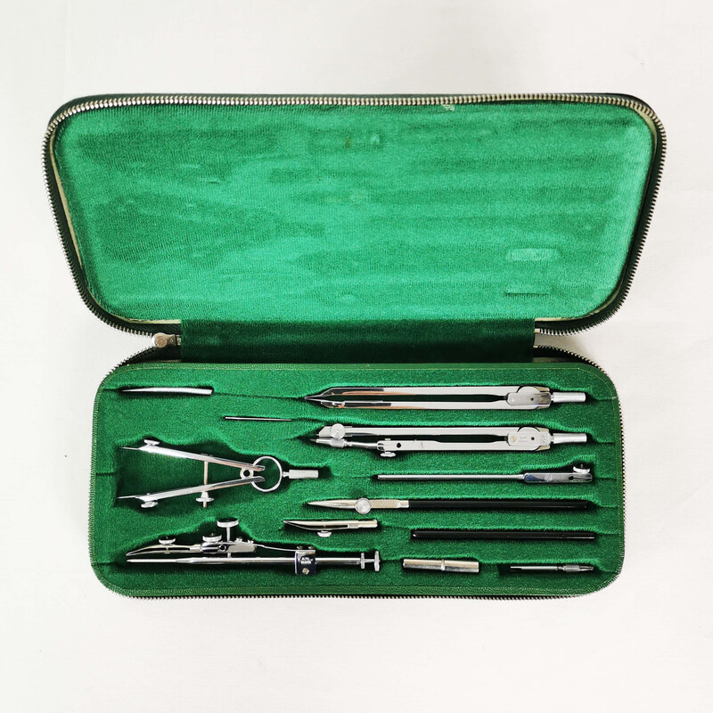 Set vintage di strumenti da disegno di A.W.Faber Castell, Germania anni '60