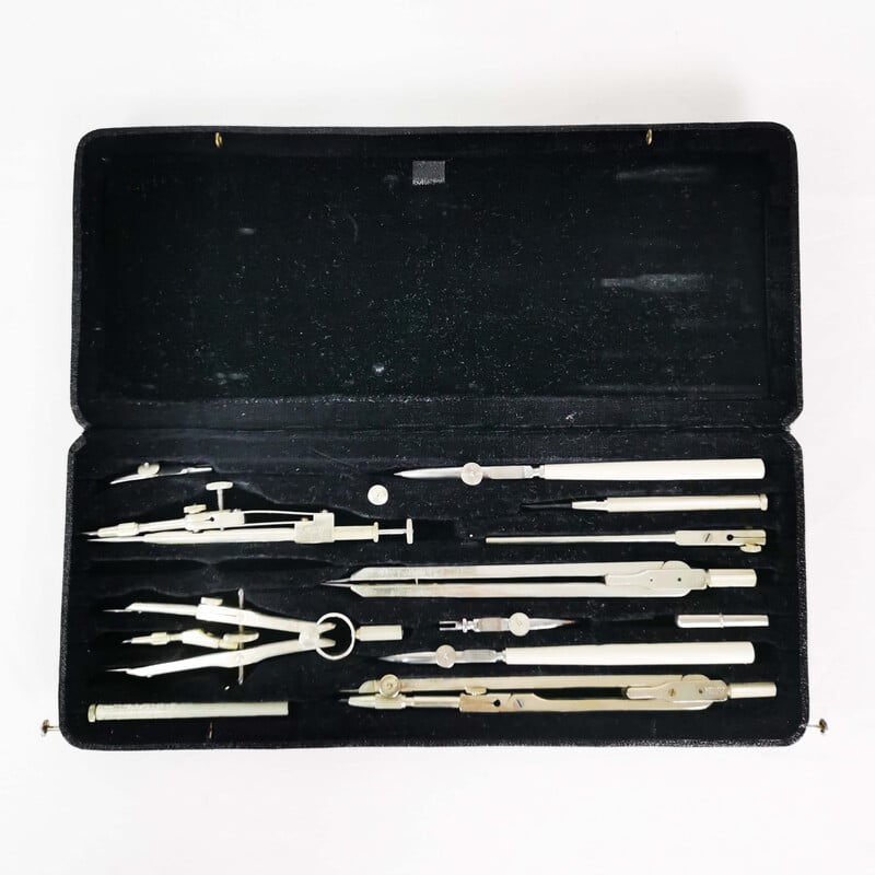 Ensemble d'instruments de dessin vintage par Mellert, Allemagne 1950