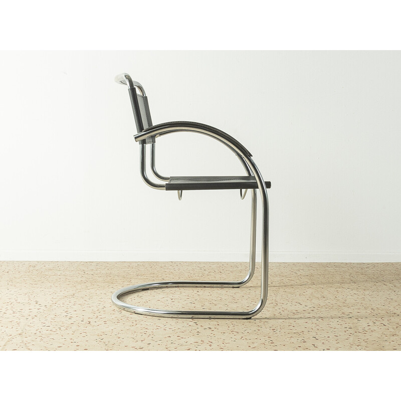 Vintage leather and steel cantilever chair, Italy 1970s