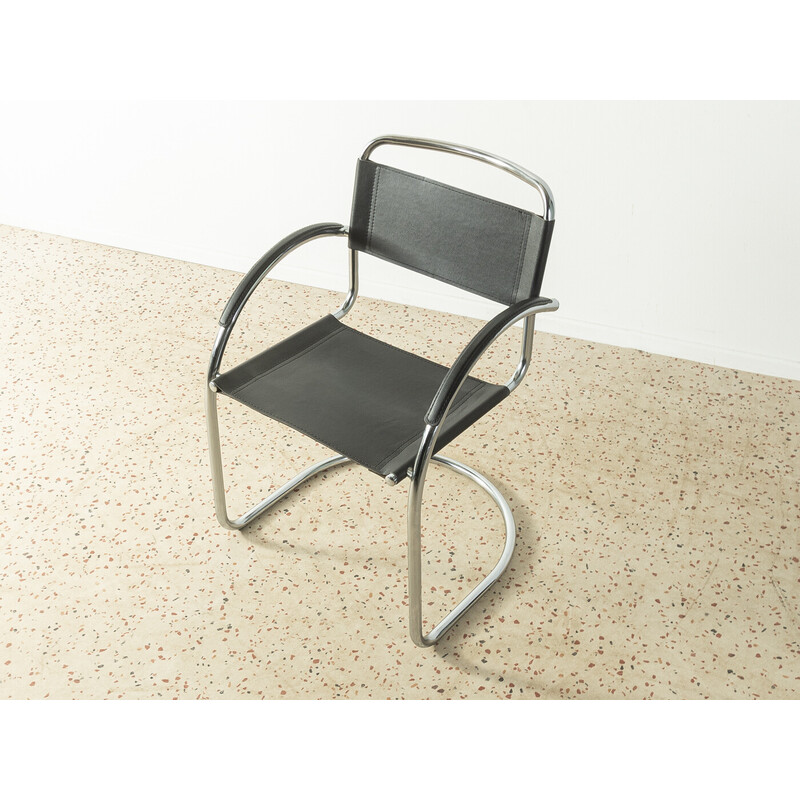 Vintage leather and steel cantilever chair, Italy 1970s