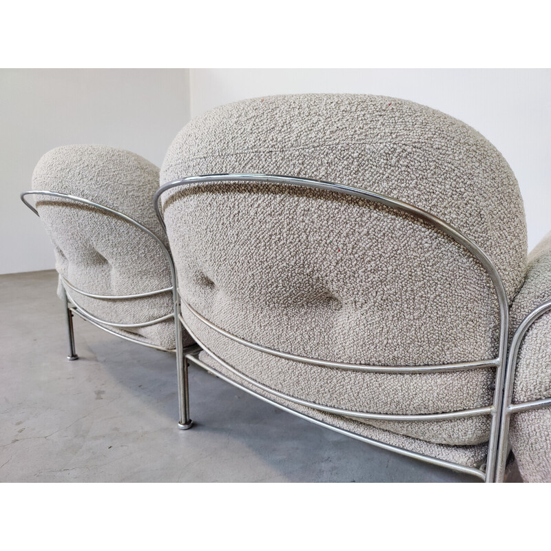 Italienisches Sofa aus der Mitte des Jahrhunderts in Chrom und Stoff, 1970er Jahre