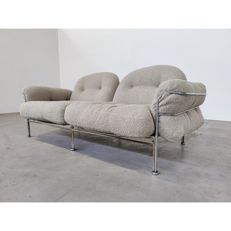 Italienisches Sofa aus der Mitte des Jahrhunderts in Chrom und Stoff, 1970er Jahre