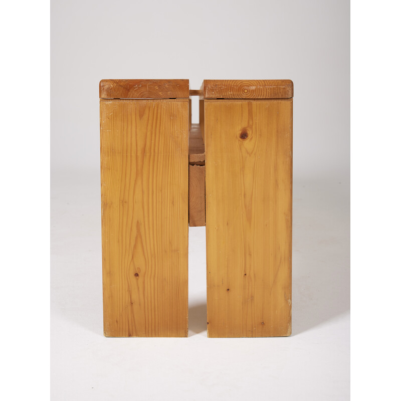Vintage bench in solid pine by Charlotte Perriand for Les Arcs, 1960