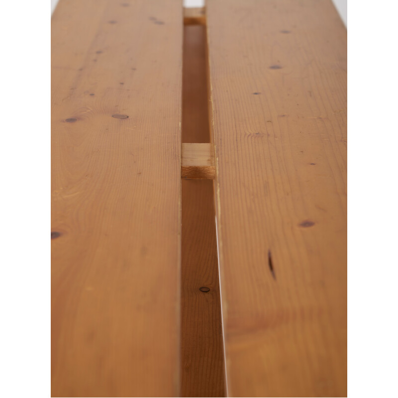 Vintage bench in solid pine, selected by Charlotte Perriand for Les Arcs, 1960