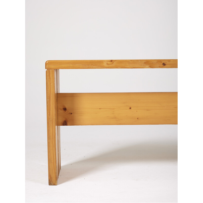 Vintage bench in solid pine, selected by Charlotte Perriand for Les Arcs, 1960