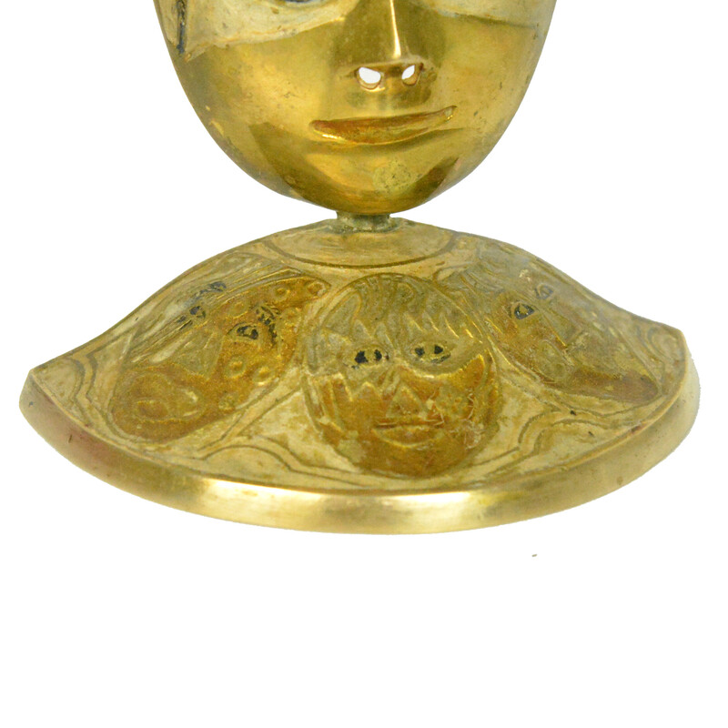 Vintage hand painted Venetian brass mask, Italy 1960s