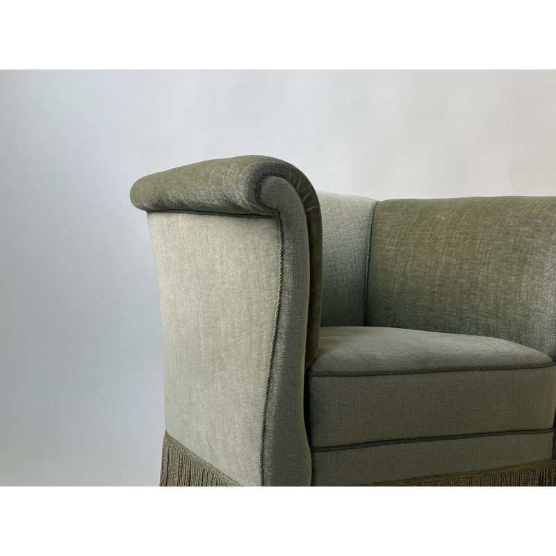 Danish vintage Roll Top armchair in sea green, 1950s