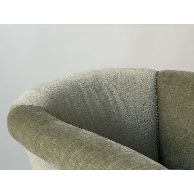 Sillón danés vintage Roll Top en verde mar, años 50