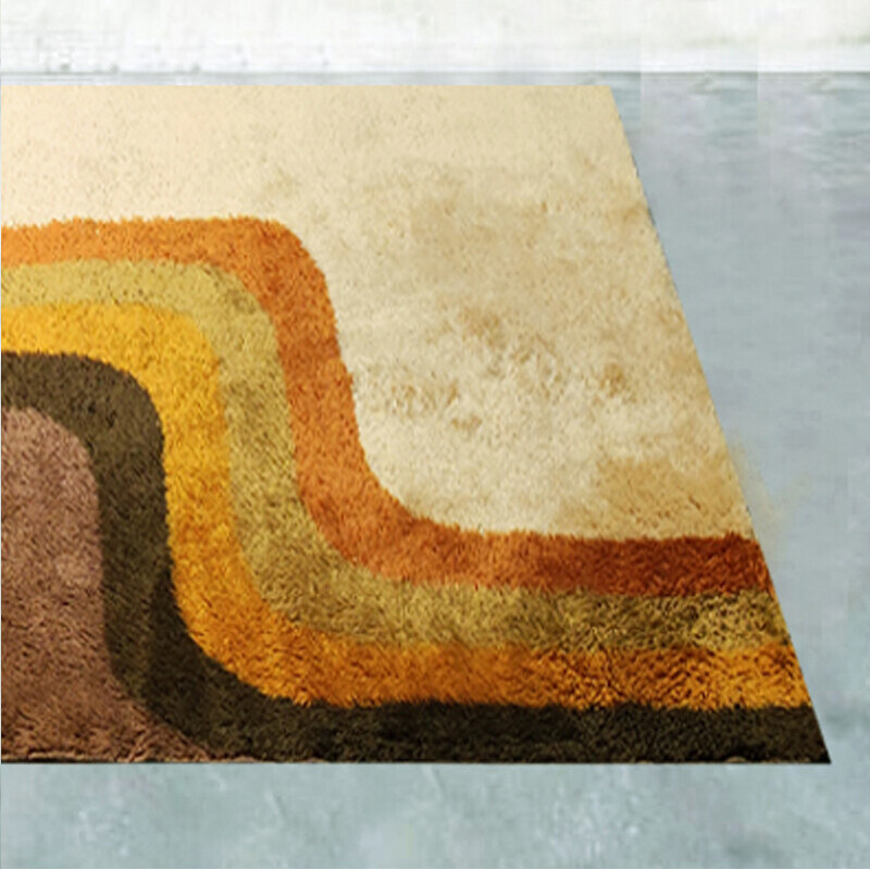 Geometrischer Space-Age-Teppich aus reiner Wolle, Italien 1970er Jahre