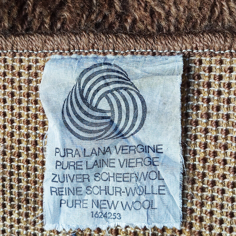 Alfombra geométrica vintage Space Age de pura lana, Italia años 70