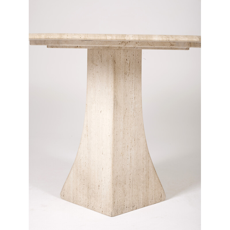 Vintage octagonal table in travertine, Italy 1970