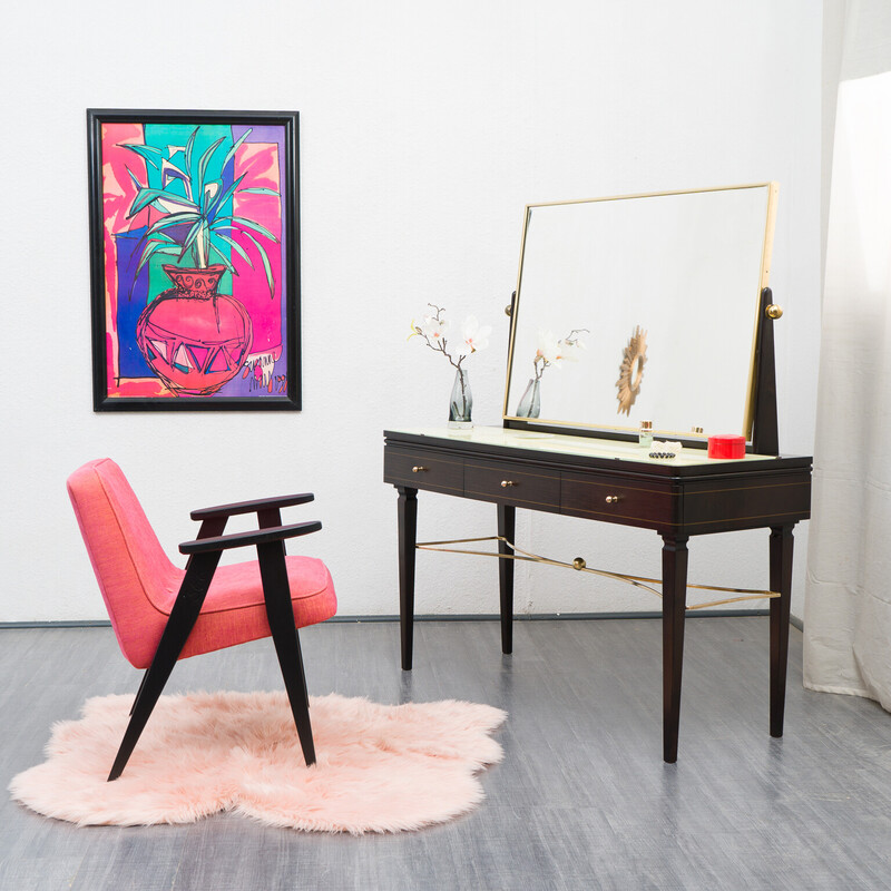 Vintage dressing table with swivelling mirror, 1950s