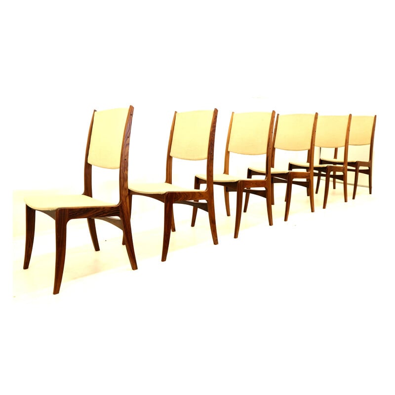 Ensemble de 6 chaises danoises vintage en palissandre par Dyrlund, 1960