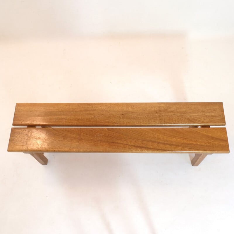 Vintage bench in solid mahogany, 1970