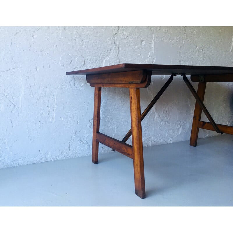Tavolo vintage pieghevole in legno, anni '50
