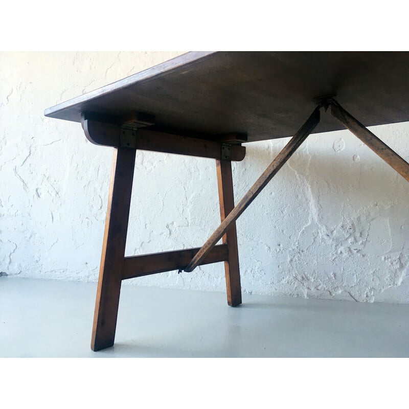Mesa de madeira dobrável Vintage, década de 1950