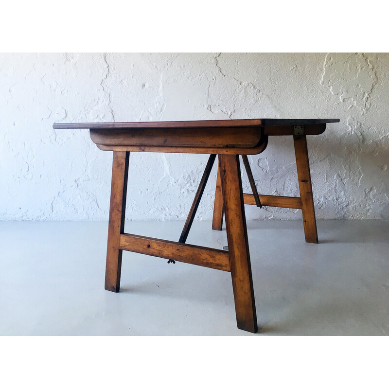 Tavolo vintage pieghevole in legno, anni '50