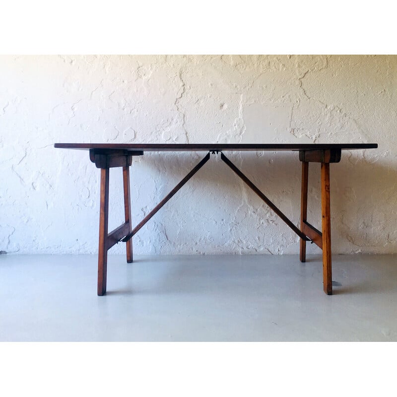 Mesa de madeira dobrável Vintage, década de 1950