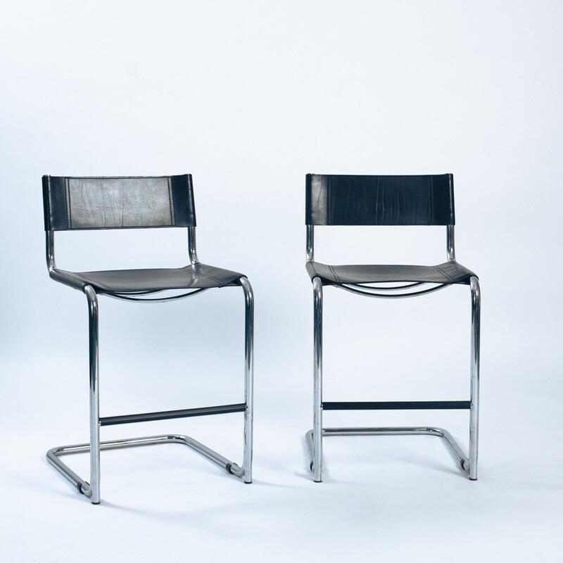 Pair of vintage Bauhaus bar stools by Fasem, Italy 1980s