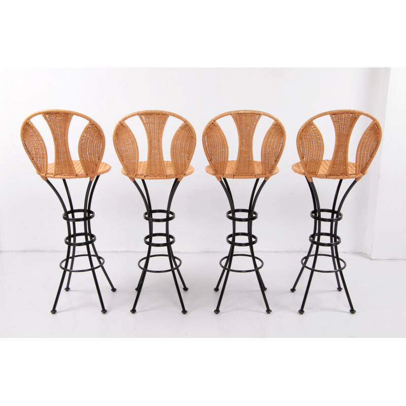 Ensemble de 4 tabourets de bar italiens vintage, 1970