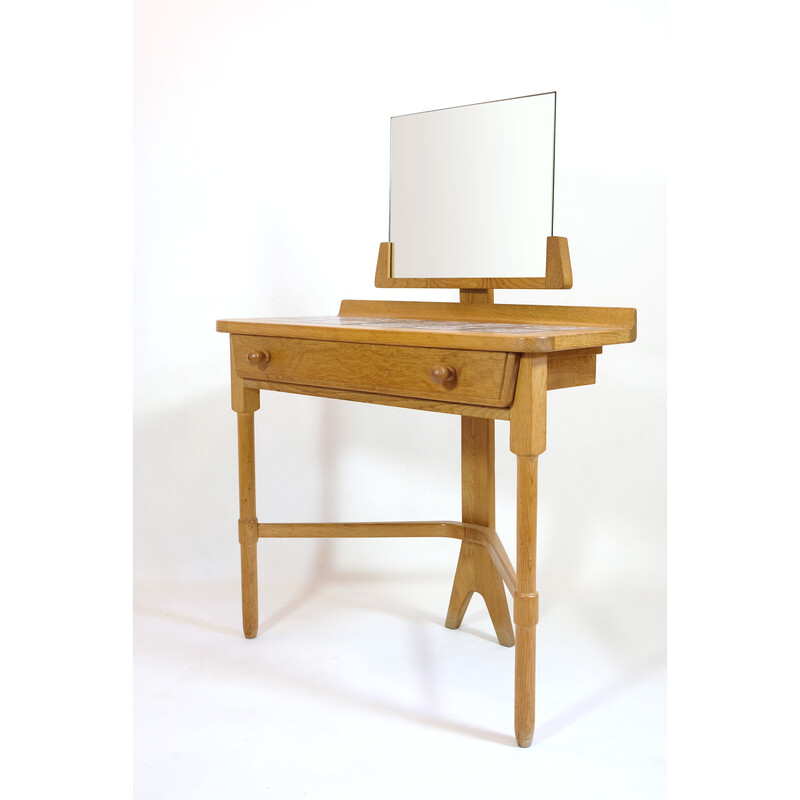 Vintage dressing table in light oakwood by Robert Guillerme and Jacques Chambron, 1960