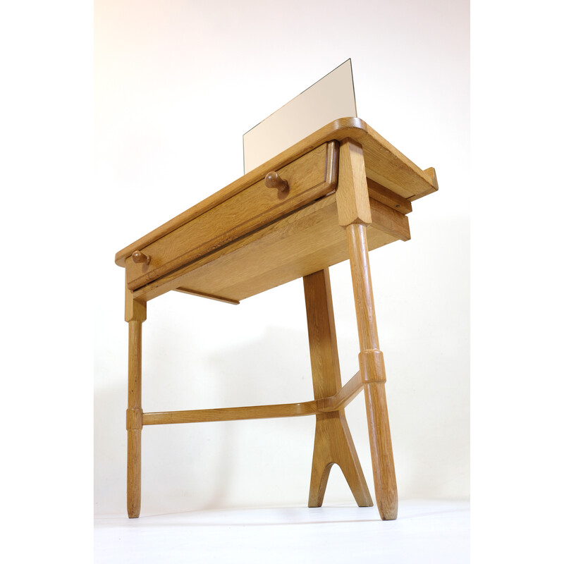 Vintage dressing table in light oakwood by Robert Guillerme and Jacques Chambron, 1960