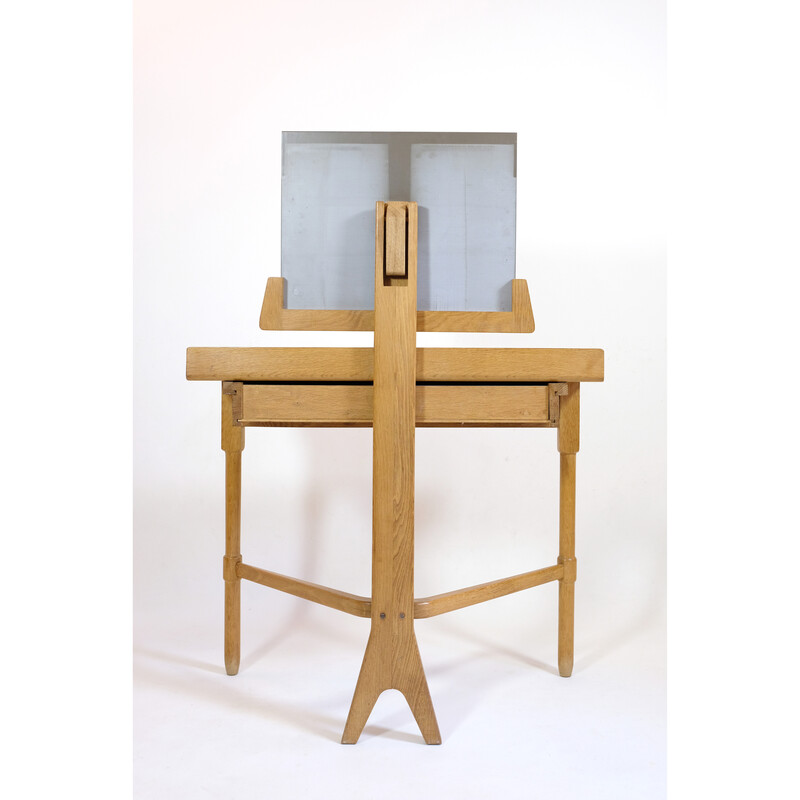 Vintage dressing table in light oakwood by Robert Guillerme and Jacques Chambron, 1960