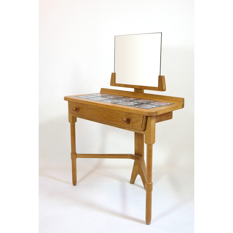 Vintage dressing table in light oakwood by Robert Guillerme and Jacques Chambron, 1960