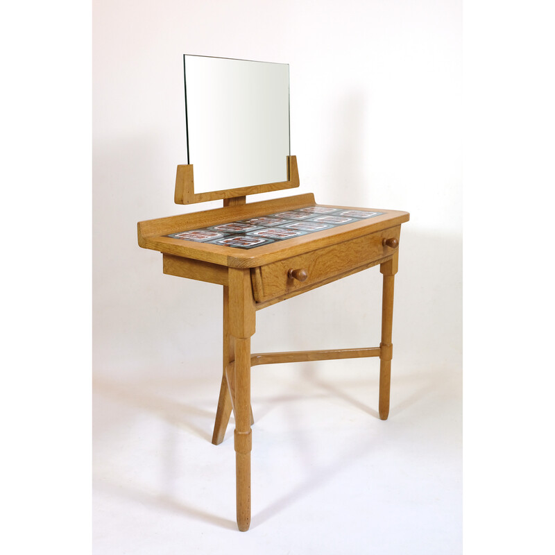 Vintage dressing table in light oakwood by Robert Guillerme and Jacques Chambron, 1960