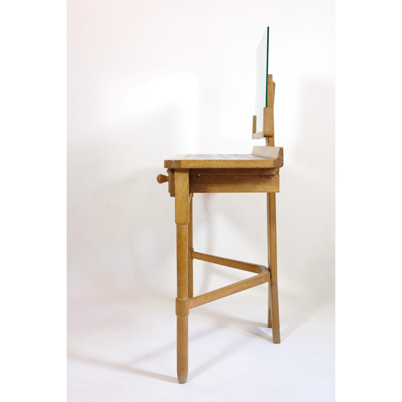 Vintage dressing table in light oakwood by Robert Guillerme and Jacques Chambron, 1960