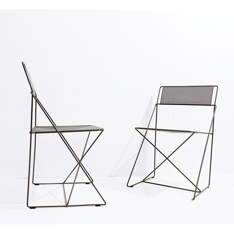 Danish vintage chairs "Nuova X Line Omli" by Niels Jørgen Haugesen for Hybodan, Denmark 1970