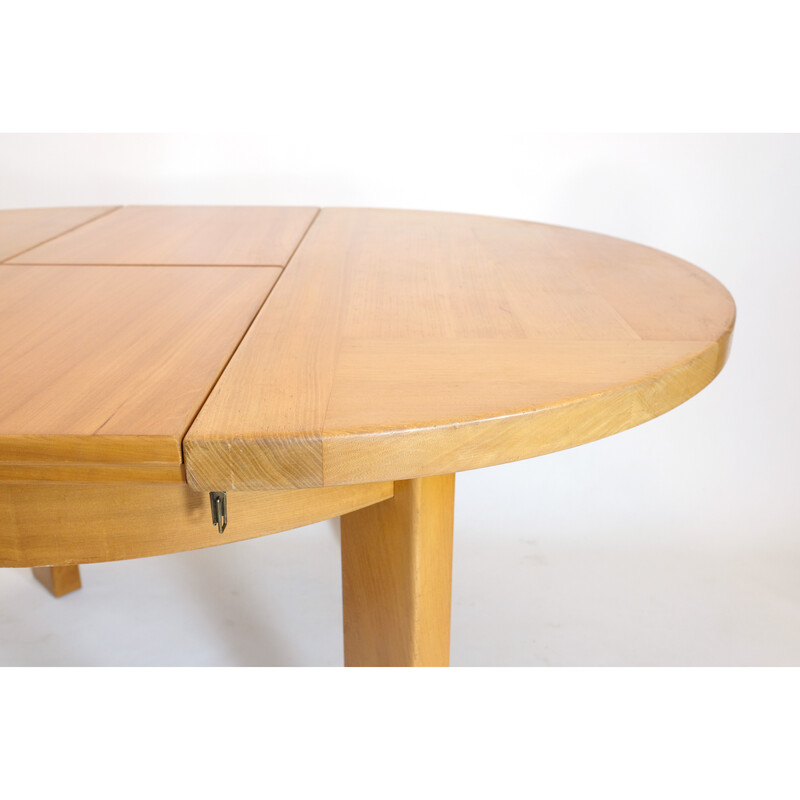 Vintage round table with one extension leaf by Maison Regain, 1970