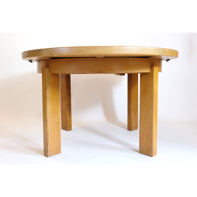 Table ronde vintage à une rallonge par Maison Regain, 1970